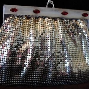 Whiting&Davis Silver Mother of Pearl Jeweled Frame